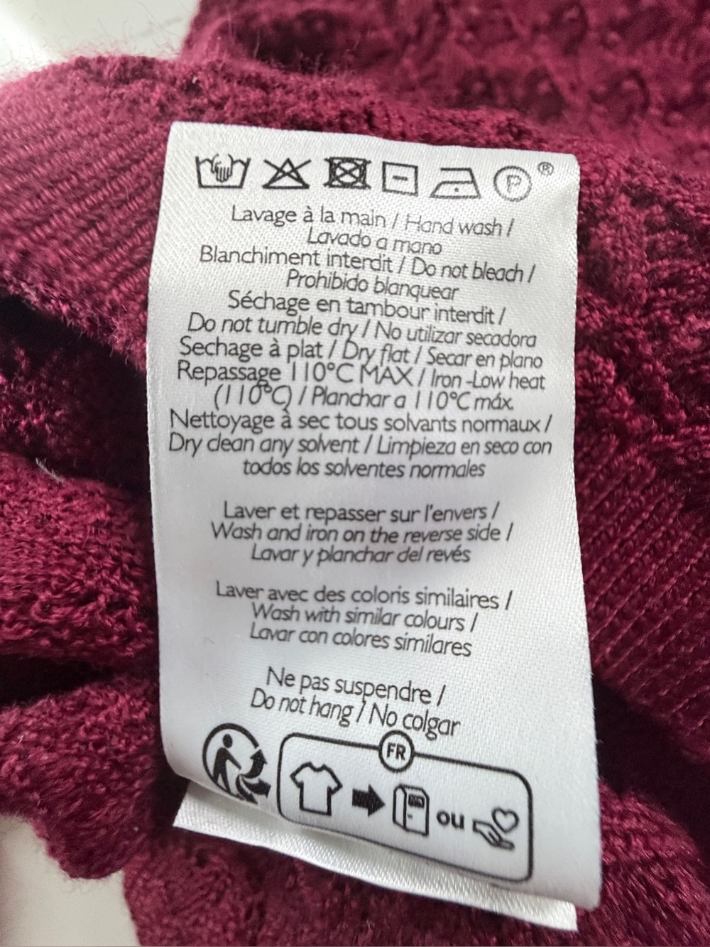 Sezane Alexa Jumper Sweater Size Medium Burgundy Merino Crochet - Picture 9 of 9